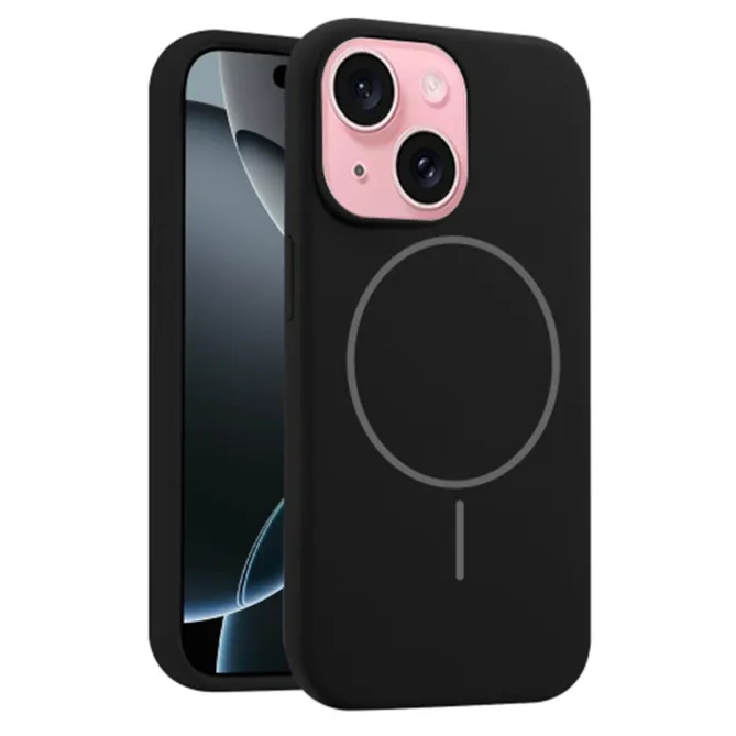 Coque iPhone 15 silicone liquide magnétique
