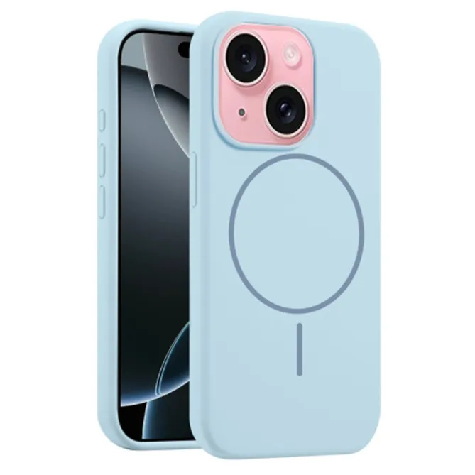 Coque iPhone 15 silicone liquide magnétique