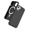Coque iPhone 15 magnétique fibre de carbone toucher peau