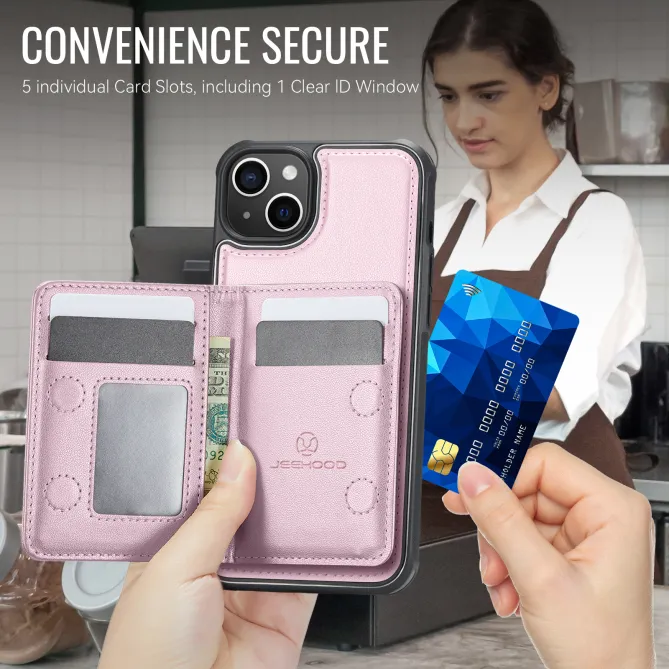 Coque iPhone 15 portefeuille détachable magnétique zippé J12