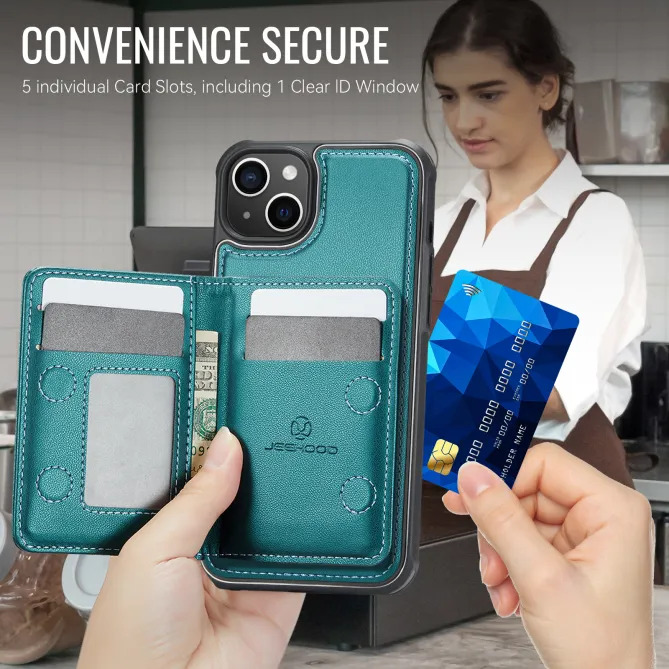 Coque iPhone 15 portefeuille détachable magnétique zippé J12