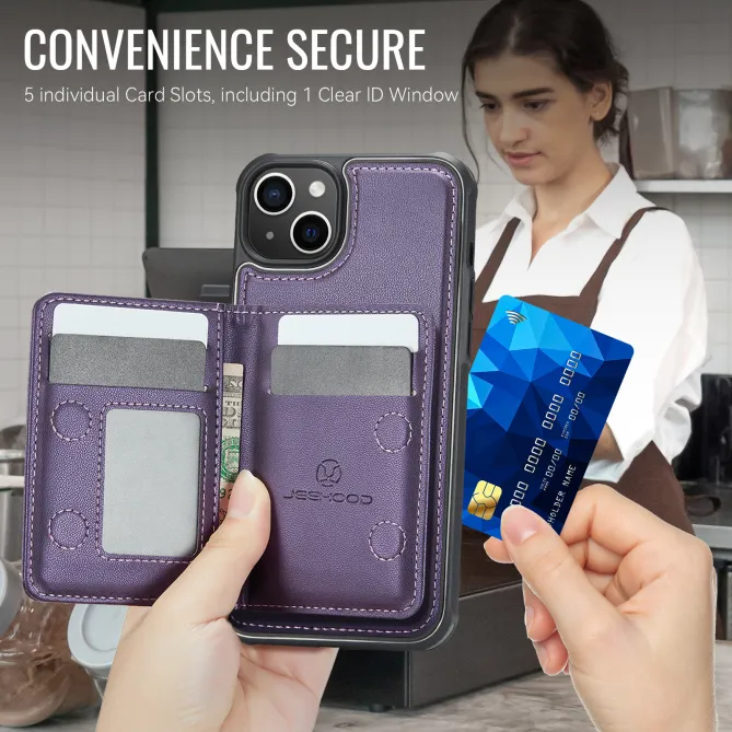 Coque iPhone 15 portefeuille détachable magnétique zippé J12