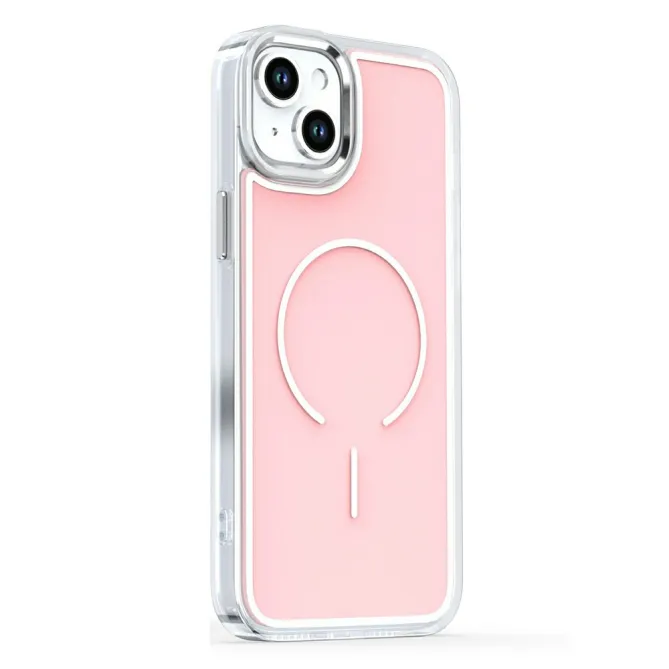 Coque iPhone 15 magnétique acrylique contour métallisé