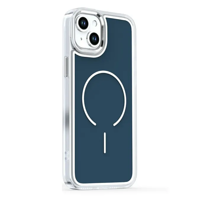 Coque iPhone 15 magnétique acrylique contour métallisé