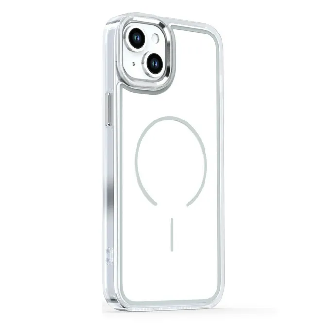 Coque iPhone 15 magnétique acrylique contour métallisé