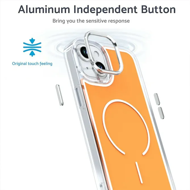 Coque iPhone 15 magnétique acrylique contour métallisé