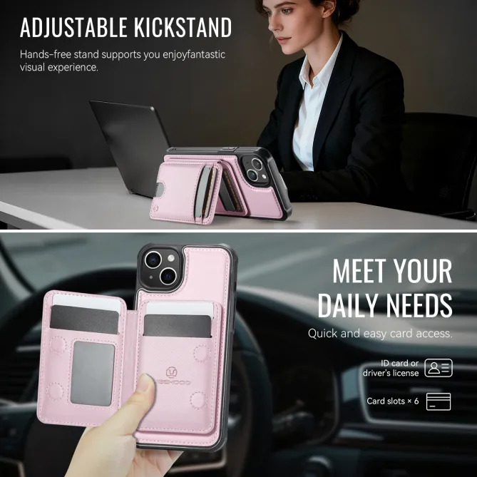 Coque iPhone 15 magnétique J10 simili cuir avec porte-cartes détachable