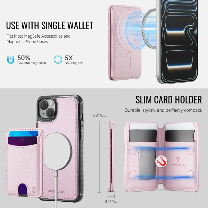 Coque iPhone 15 magnétique J10 simili cuir avec porte-cartes détachable