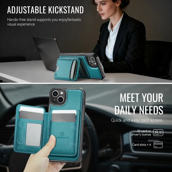 Coque iPhone 15 magnétique J10 simili cuir avec porte-cartes détachable