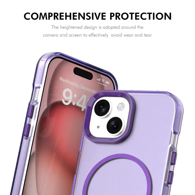Coque iPhone 15 magnétique transparente avec verre trempé 9H