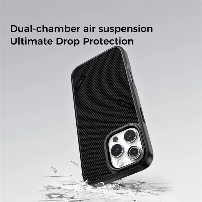 Coque iPhone 15 magnétique CF-Lyocell texture premium