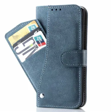 Étui iPhone 15 portefeuille rétro avec porte-cartes pivotant