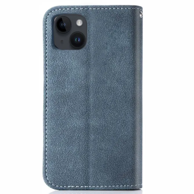Étui iPhone 15 portefeuille rétro avec porte-cartes pivotant