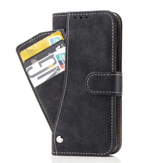 Étui iPhone 15 portefeuille rétro avec porte-cartes pivotant