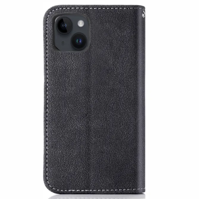 Étui iPhone 15 portefeuille rétro avec porte-cartes pivotant