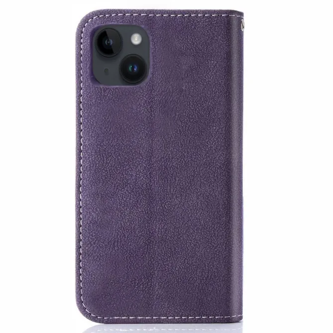 Étui iPhone 15 portefeuille rétro avec porte-cartes pivotant