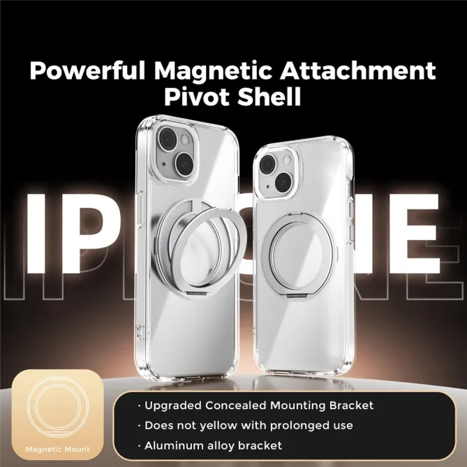 Coque iPhone 15 Hybride Magnétique à Support Rotatif Intégré