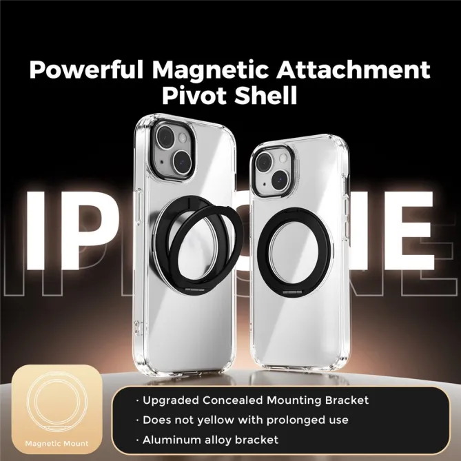 Coque iPhone 15 Hybride Magnétique à Support Rotatif Intégré