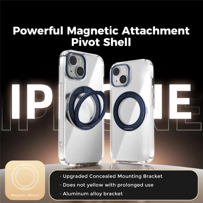Coque iPhone 15 Hybride Magnétique à Support Rotatif Intégré