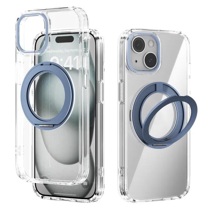 Coque iPhone 15 Hybride Magnétique à Support Rotatif Intégré