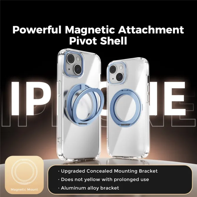 Coque iPhone 15 Hybride Magnétique à Support Rotatif Intégré
