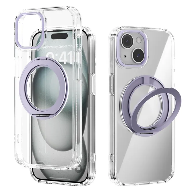 Coque iPhone 15 Hybride Magnétique à Support Rotatif Intégré