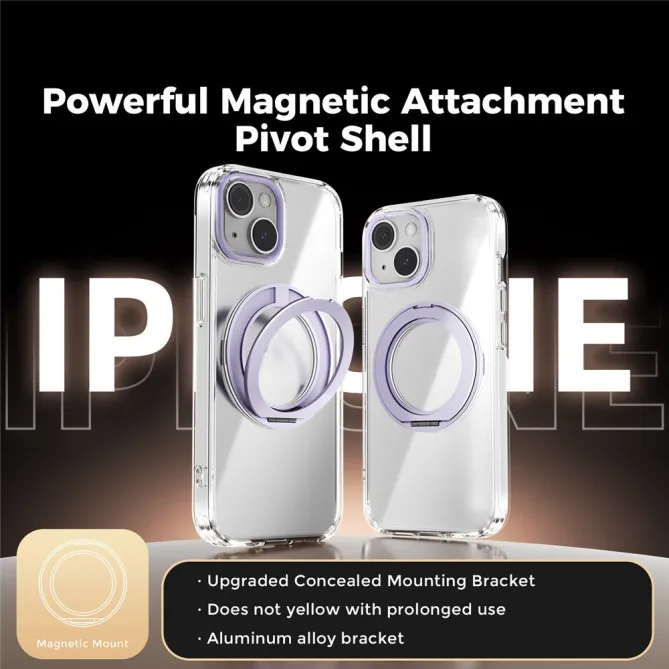 Coque iPhone 15 Hybride Magnétique à Support Rotatif Intégré