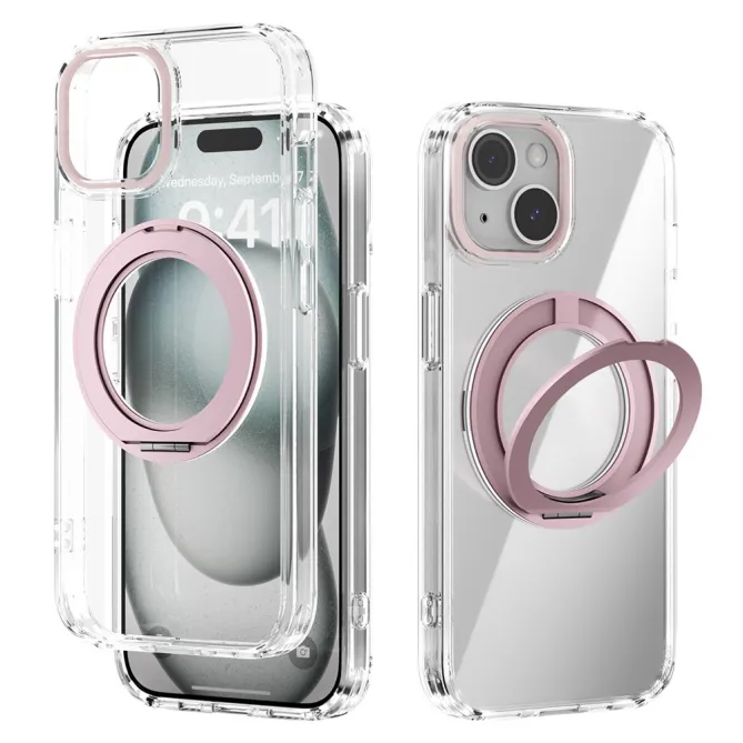 Coque iPhone 15 Hybride Magnétique à Support Rotatif Intégré
