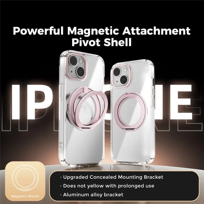 Coque iPhone 15 Hybride Magnétique à Support Rotatif Intégré