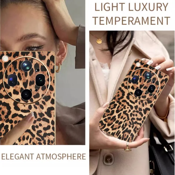 Coque Oppo Find X9 Ultra Motif Léopard avec Contours Dorés Métallisés