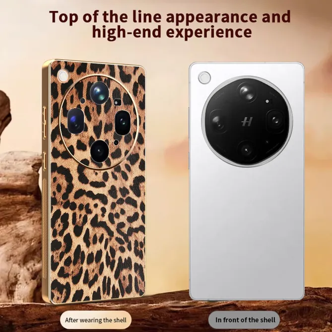 Coque Oppo Find X9 Ultra Motif Léopard avec Contours Dorés Métallisés