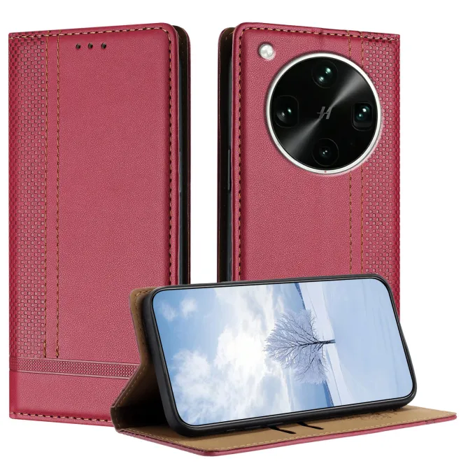Flip Cover Oppo Find X9 Ultra Lignes Structurées avec Porte-Cartes