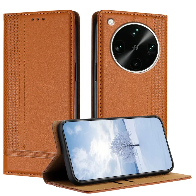 Flip Cover Oppo Find X9 Ultra Lignes Structurées avec Porte-Cartes