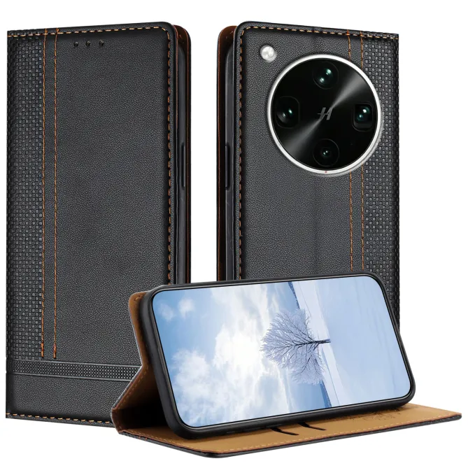 Flip Cover Oppo Find X9 Ultra Lignes Structurées avec Porte-Cartes