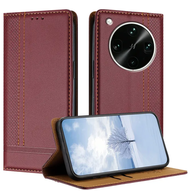 Flip Cover Oppo Find X9 Ultra Lignes Structurées avec Porte-Cartes