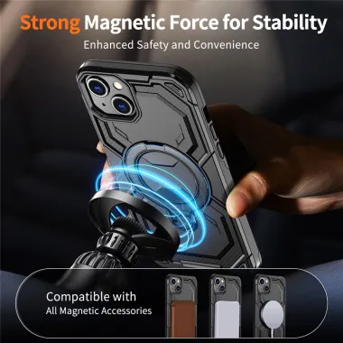 Coque iPhone 15 Anneau Magnétique Béquille