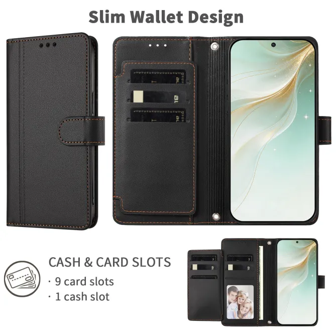 Étui Motorola Moto G77 / G67 avec 9 Emplacements Cartes - Simili Cuir Dragonne