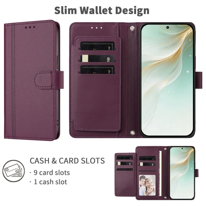Étui Motorola Moto G77 / G67 avec 9 Emplacements Cartes - Simili Cuir Dragonne