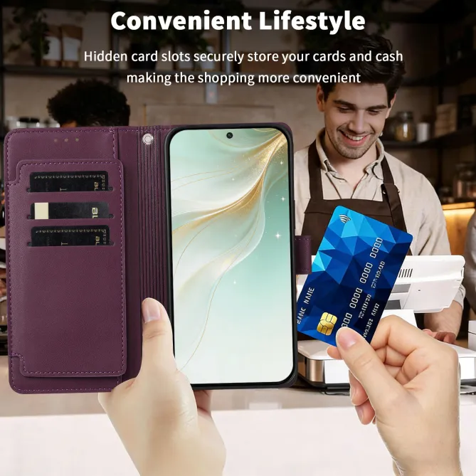 Étui Motorola Moto G77 / G67 avec 9 Emplacements Cartes - Simili Cuir Dragonne