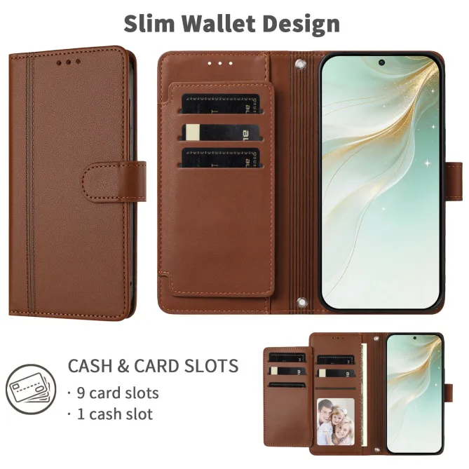 Étui Motorola Moto G77 / G67 avec 9 Emplacements Cartes - Simili Cuir Dragonne