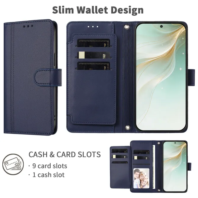 Étui Motorola Moto G77 / G67 avec 9 Emplacements Cartes - Simili Cuir Dragonne