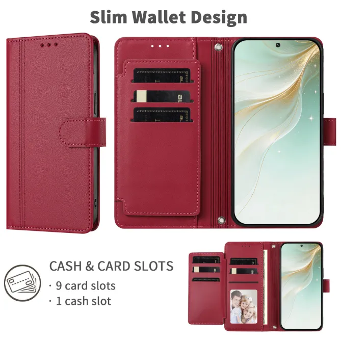 Étui Motorola Moto G77 / G67 avec 9 Emplacements Cartes - Simili Cuir Dragonne