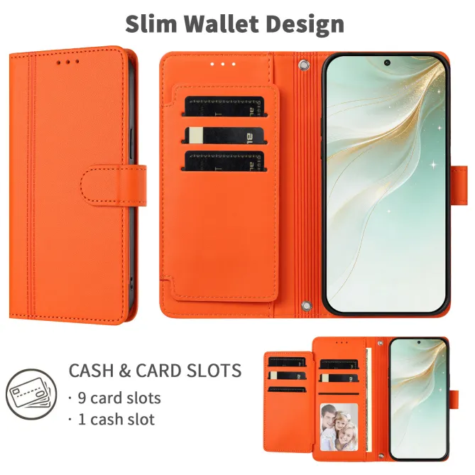 Étui Motorola Moto G77 / G67 avec 9 Emplacements Cartes - Simili Cuir Dragonne