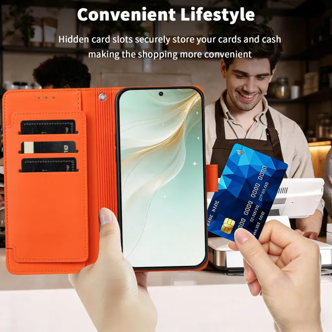Étui Motorola Moto G77 / G67 avec 9 Emplacements Cartes - Simili Cuir Dragonne