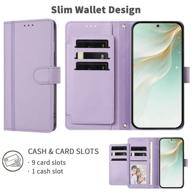 Étui Motorola Moto G77 / G67 avec 9 Emplacements Cartes - Simili Cuir Dragonne