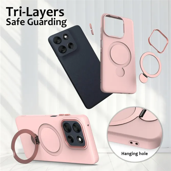 Coque Motorola Moto G77 / G67 Anneau Rotatif Magnétique
