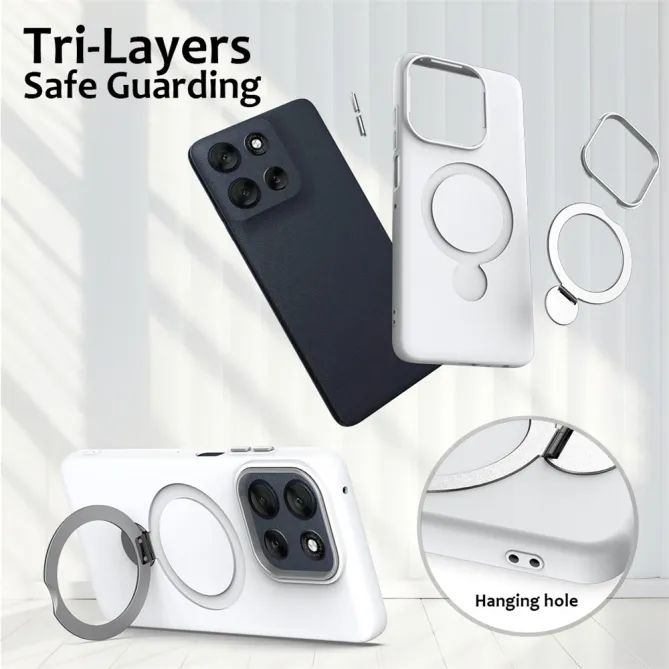 Coque Motorola Moto G77 / G67 Anneau Rotatif Magnétique