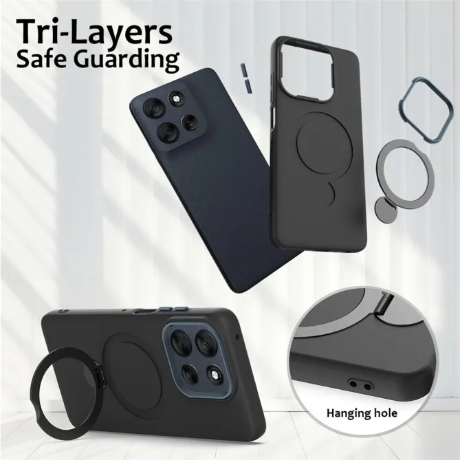Coque Motorola Moto G77 / G67 Anneau Rotatif Magnétique