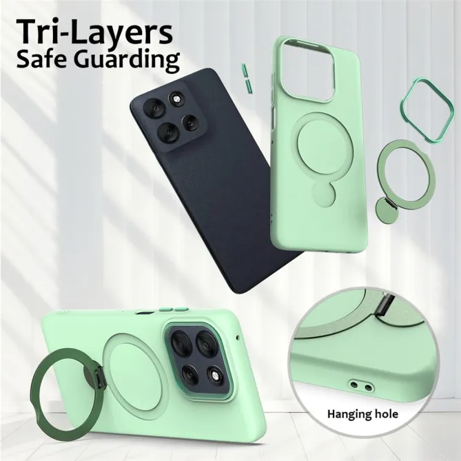 Coque Motorola Moto G77 / G67 Anneau Rotatif Magnétique