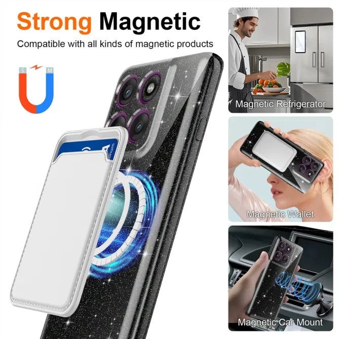 Coque Motorola Moto G67 / G77 Pailletée Magnétique avec Dragonne